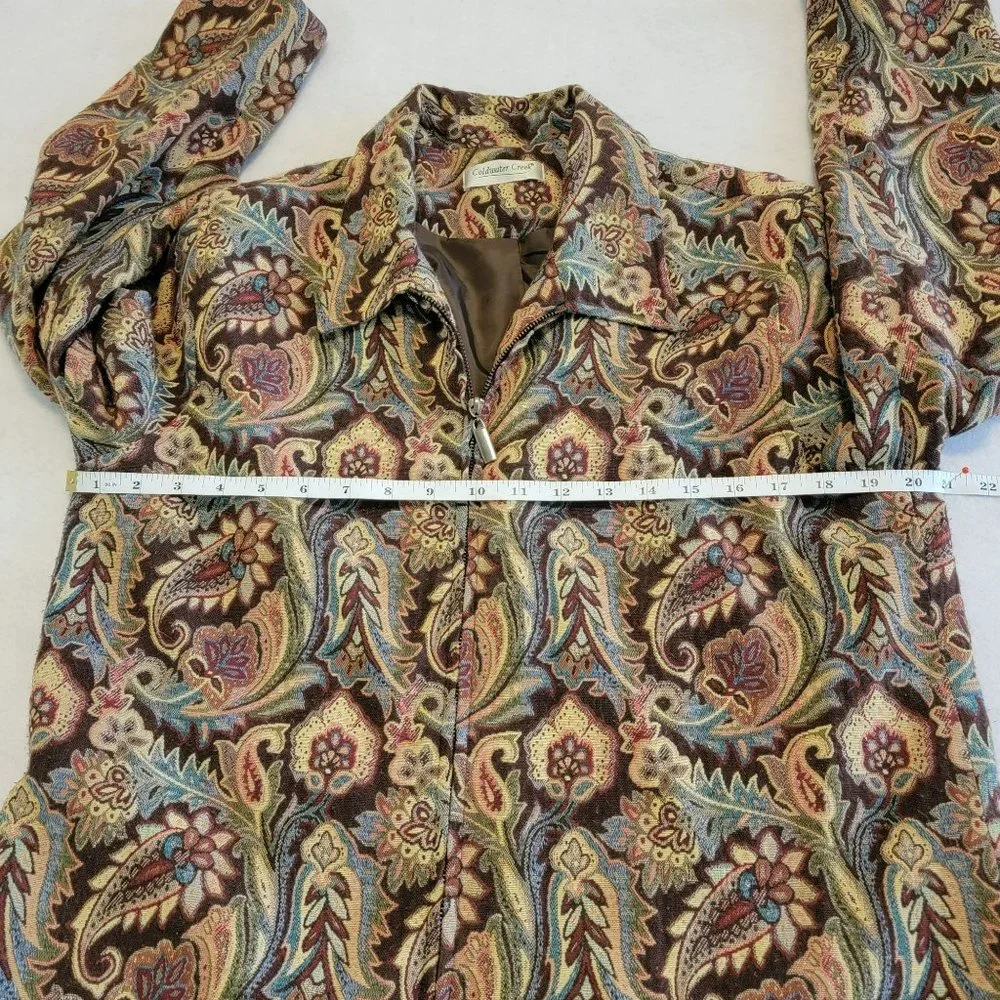 Coldwater Creek Women's Tan Paisley & Floral Pattern Blazer Size Large - Picture 4 of 7